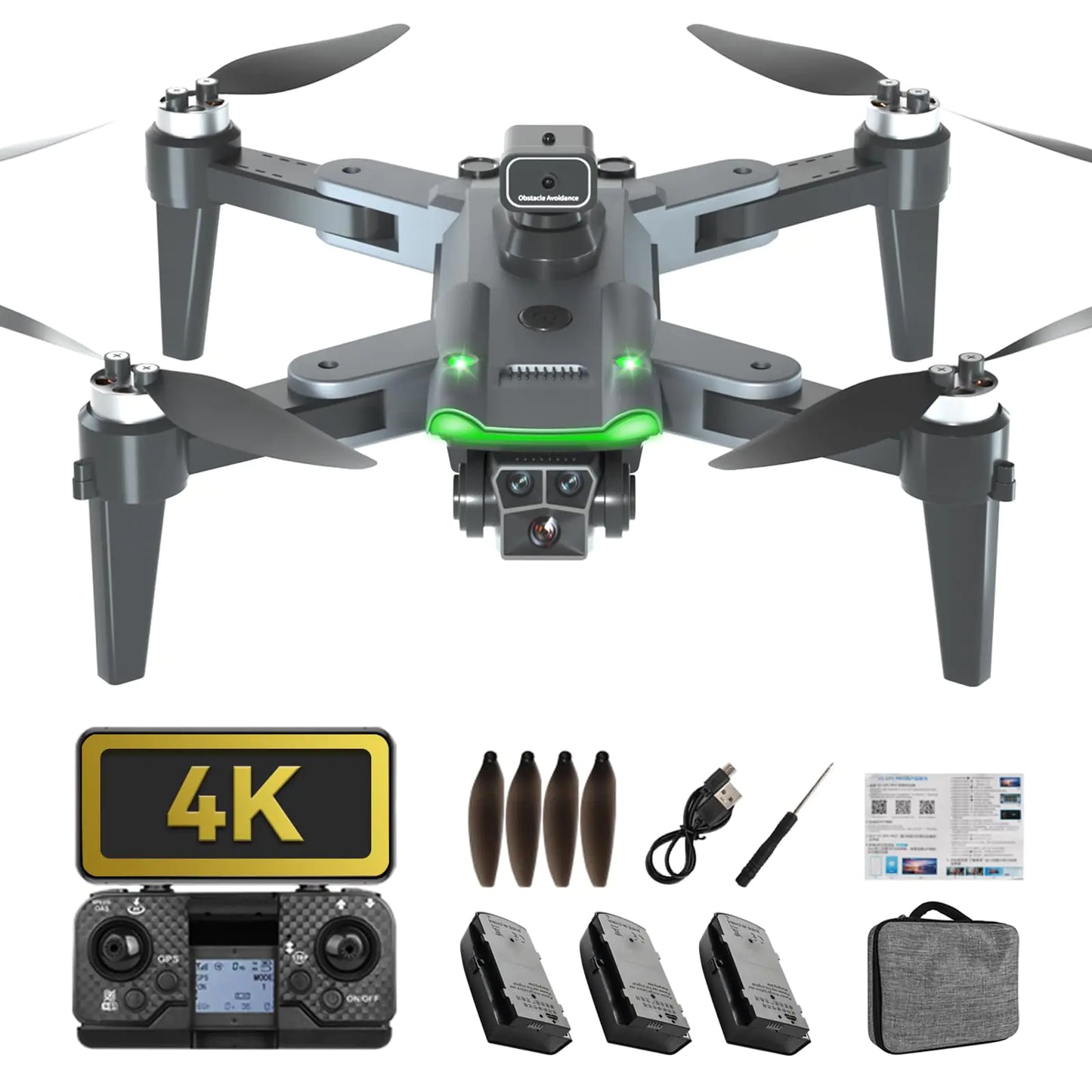 HYTOBP GPS Drone with 4K Camera for Adults S166 Drone Under 249g 5GHz Transmission 3 Batteries 90° Adjustable Lens Auto Return Follow Me Brushless Motor Drones for Adults and Beginners